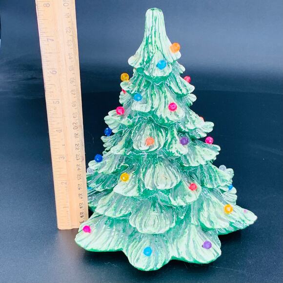 Ceramic Christmas Tree 8" Christmas Village Small Multicolored Lights Imperfect - Picture 6 of 7